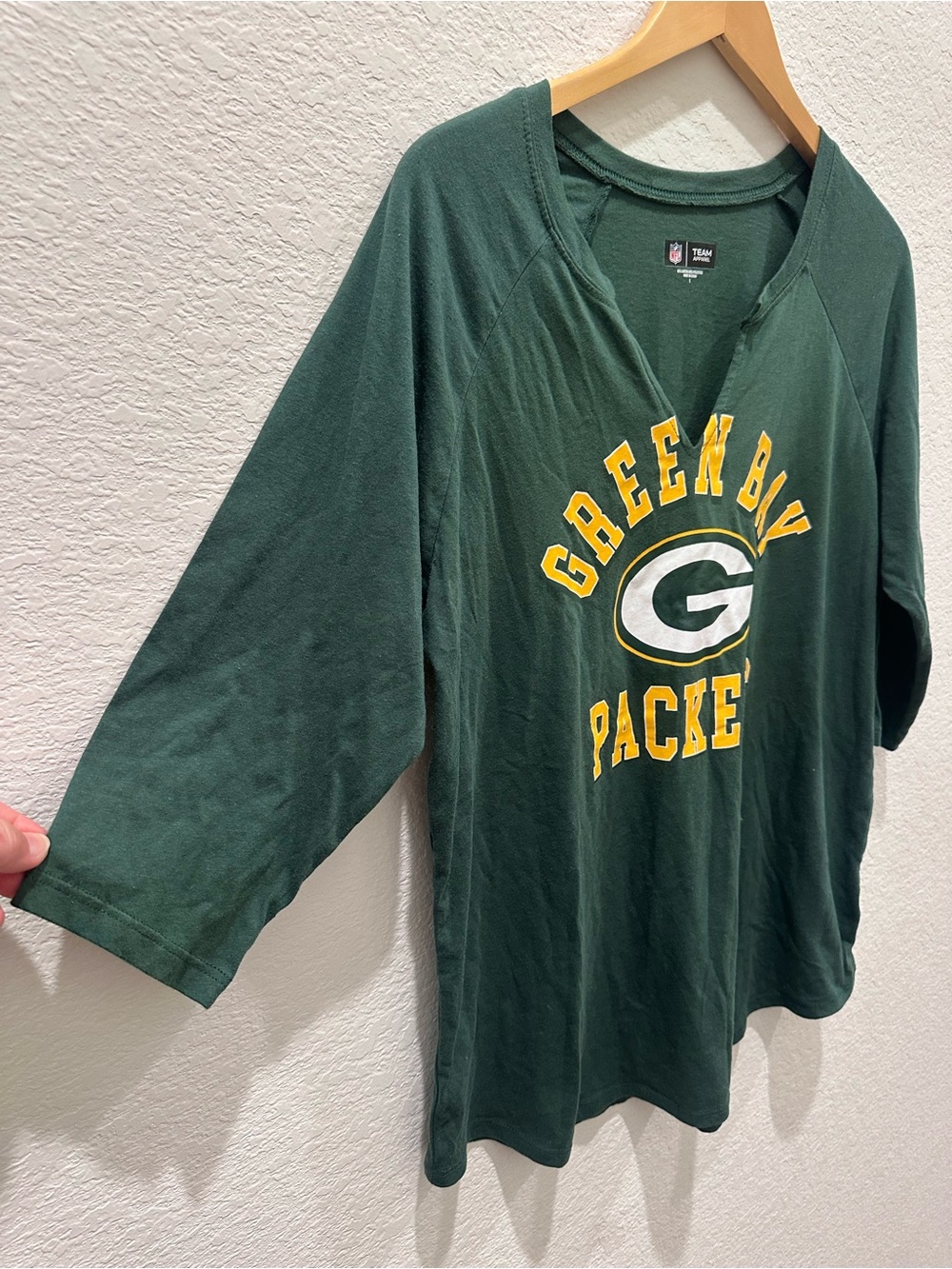 NFL Team Apparel Green Bay Packers Womens Green 3/4 Sleeve Graphic T-Shirt Large - Picture 4 of 5